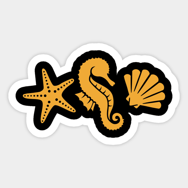 Shells seahorse Sticker by Designzz